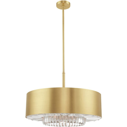 Brass Six Light Metal Dimmable Chandelier With Shades