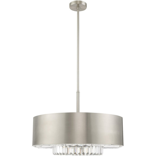 Nickel Six Light Metal Dimmable Chandelier With Shades HomeRoots