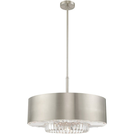Nickel Six Light Metal Dimmable Chandelier With Shades