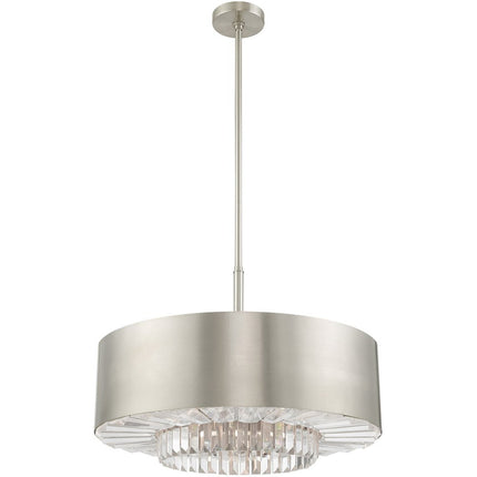 Nickel Six Light Metal Dimmable Chandelier With Shades