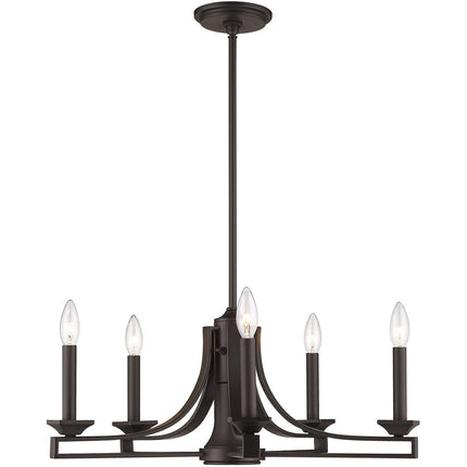 Bronze Six Light Metal Dimmable Chandelier With Shades