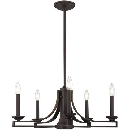 Bronze Six Light Metal Dimmable Chandelier With Shades