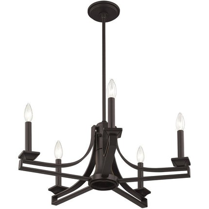 Bronze Six Light Metal Dimmable Chandelier With Shades
