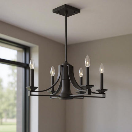 Bronze Nine Light Metal Dimmable Chandelier With Shades