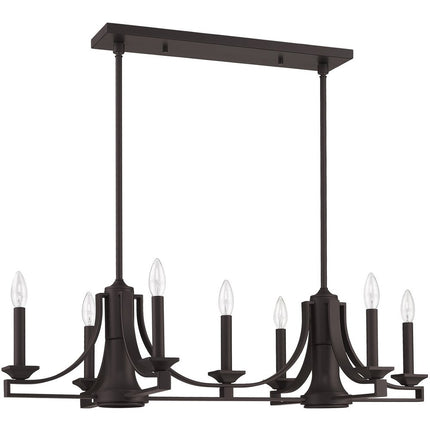 Bronze Nine Light Metal Dimmable Chandelier With Shades