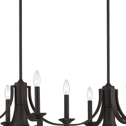 Bronze Nine Light Metal Dimmable Chandelier With Shades