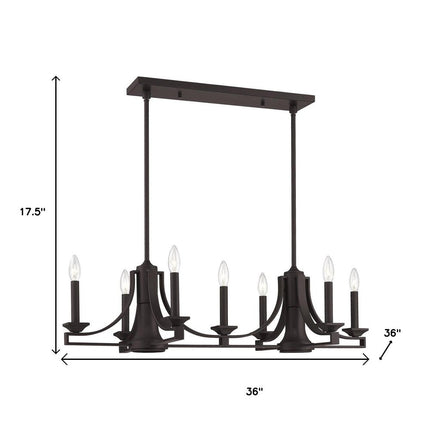 Bronze Nine Light Metal Dimmable Chandelier With Shades