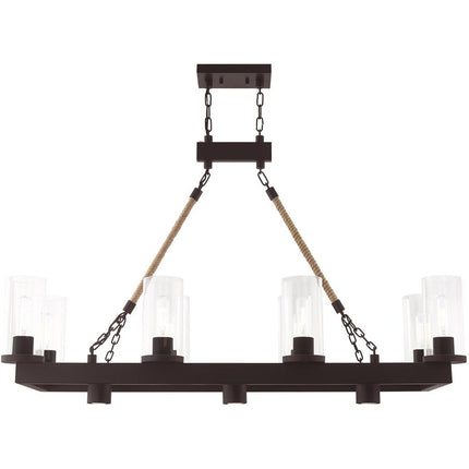 Bronze Eleven Light Metal Dimmable Chandelier With Shades