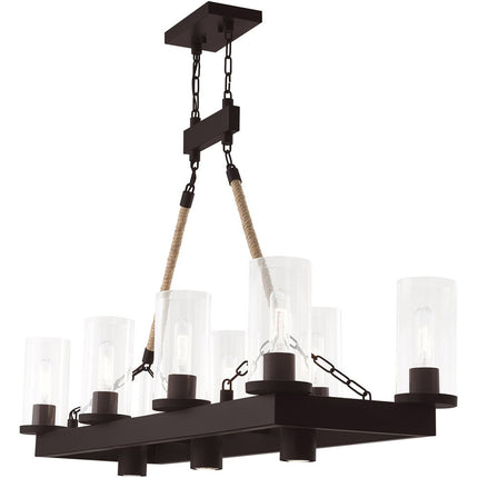 Bronze Eleven Light Metal Dimmable Chandelier With Shades
