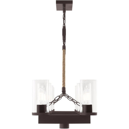 Bronze Eleven Light Metal Dimmable Chandelier With Shades