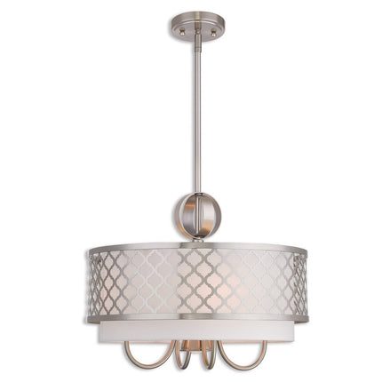 Five Light Dimmable Chandelier With Shades HomeRoots