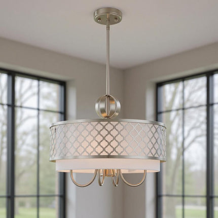 Five Light Dimmable Chandelier With Shades HomeRoots