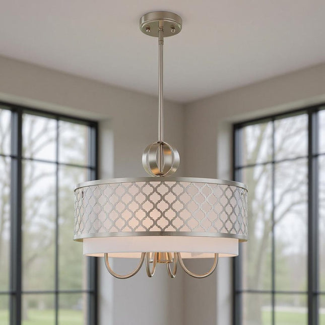 Five Light Dimmable Chandelier With Shades HomeRoots