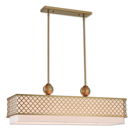 Gold And Off White Nine Light Metal Dimmable Chandelier With Shades