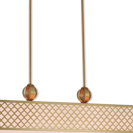 Gold And Off White Nine Light Metal Dimmable Chandelier With Shades
