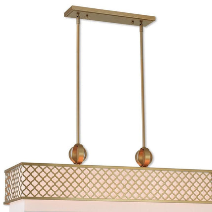 Gold And Off White Nine Light Metal Dimmable Chandelier With Shades