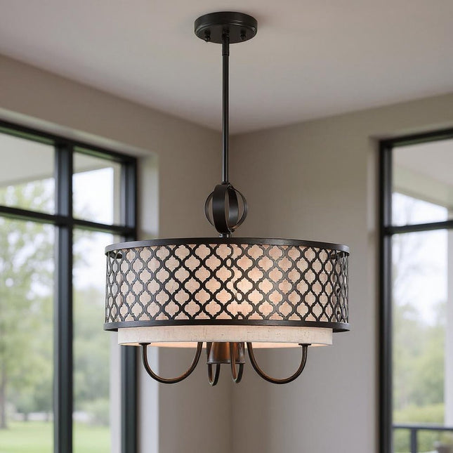 Five Light Dimmable Chandelier With Shades HomeRoots