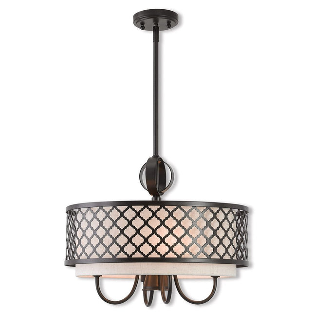 Bronze Five Light Metal Dimmable Chandelier With Shades HomeRoots