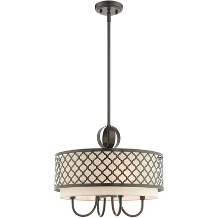 Bronze Five Light Metal Dimmable Chandelier With Shades