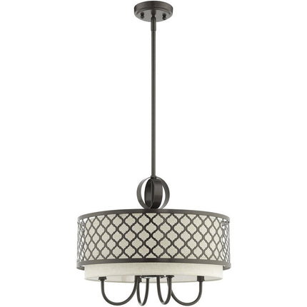 Bronze Five Light Metal Dimmable Chandelier With Shades