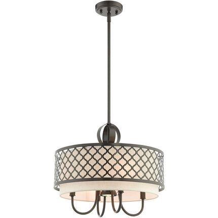 Bronze Five Light Metal Dimmable Chandelier With Shades