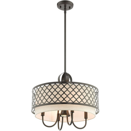 Bronze Five Light Metal Dimmable Chandelier With Shades