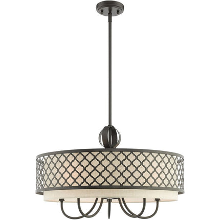 Six Light Dimmable Chandelier With Shades HomeRoots