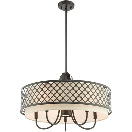 Six Light Dimmable Chandelier With Shades HomeRoots