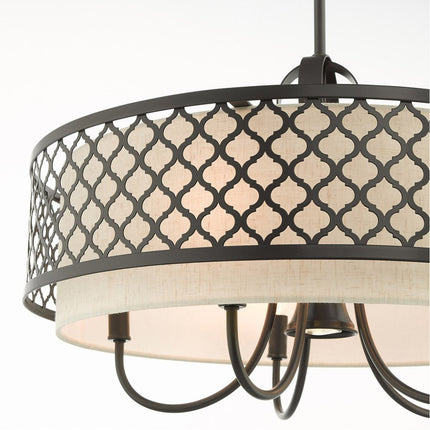 Six Light Dimmable Chandelier With Shades HomeRoots