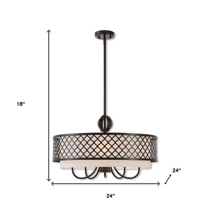 Bronze Six Light Metal Dimmable Chandelier With Shades HomeRoots