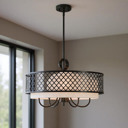 Six Light Dimmable Chandelier With Shades HomeRoots
