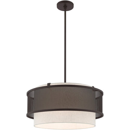 Bronze Four Light Metal Dimmable Chandelier With Shades