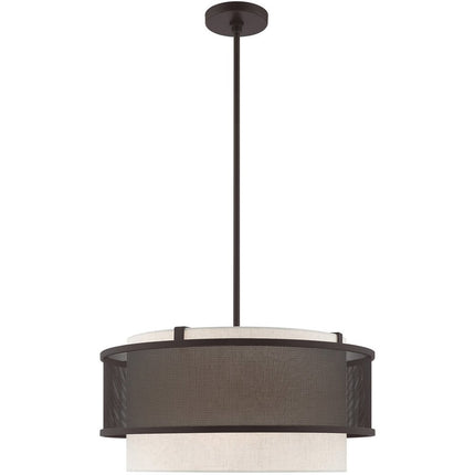 Bronze Four Light Metal Dimmable Chandelier With Shades