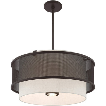 Bronze Four Light Metal Dimmable Chandelier With Shades