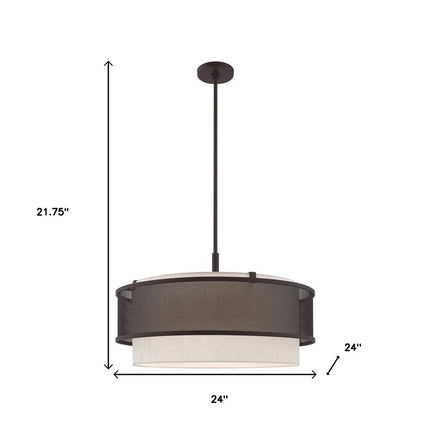 Bronze Four Light Metal Dimmable Chandelier With Shades