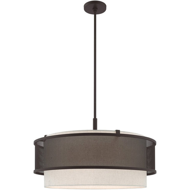 Bronze Four Light Metal Dimmable Chandelier With Shades HomeRoots