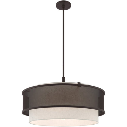 Bronze Four Light Metal Dimmable Chandelier With Shades