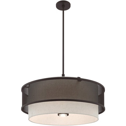 Bronze Four Light Metal Dimmable Chandelier With Shades