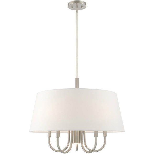Nickel Six Light Metal Dimmable Chandelier With Shades