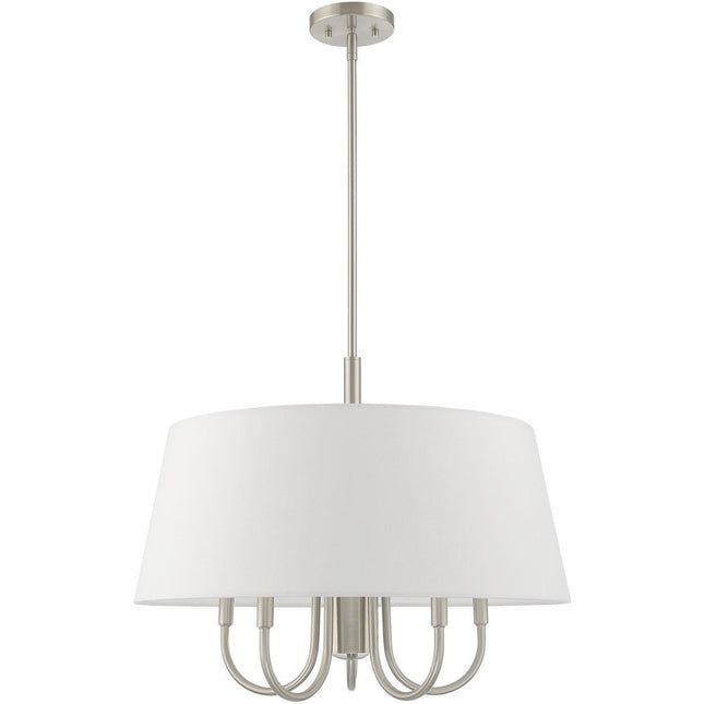 Nickel Six Light Metal Dimmable Chandelier With Shades