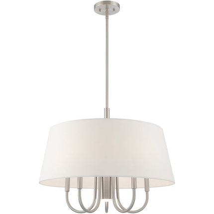 Nickel Six Light Metal Dimmable Chandelier With Shades