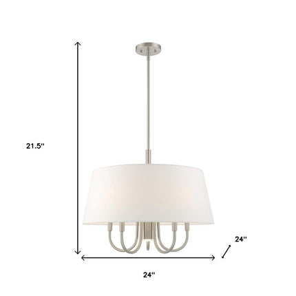 Nickel Six Light Metal Dimmable Chandelier With Shades