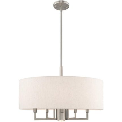 Nickel Six Light Metal Dimmable Chandelier With Shades