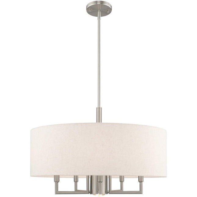 Nickel Six Light Metal Dimmable Chandelier With Shades HomeRoots