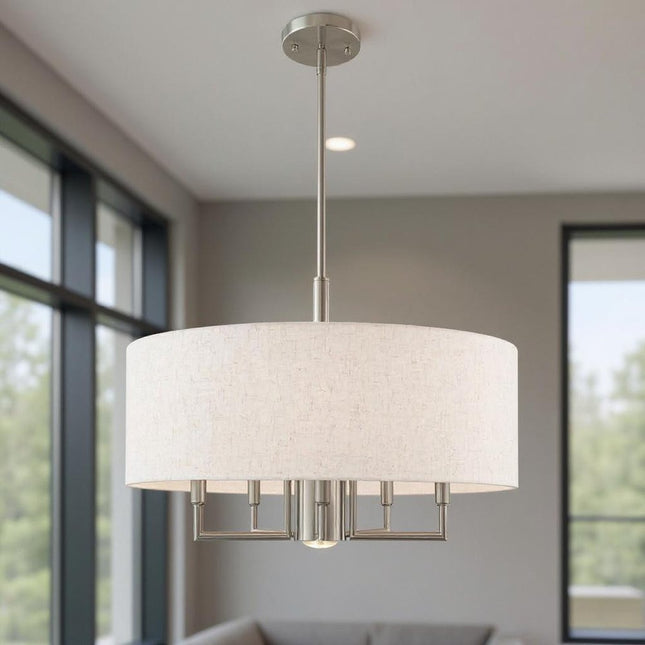Six Light Dimmable Chandelier With Shades HomeRoots