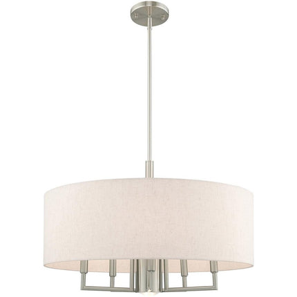 Nickel Six Light Metal Dimmable Chandelier With Shades