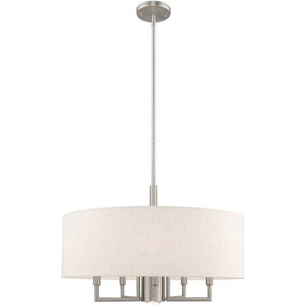 Nickel Six Light Metal Dimmable Chandelier With Shades