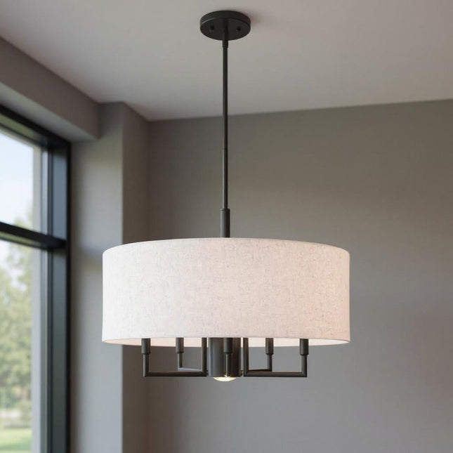 Six Light Dimmable Chandelier With Shades HomeRoots