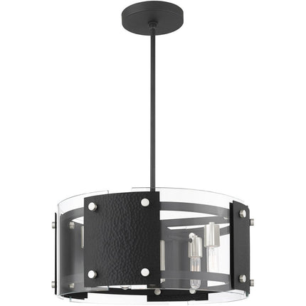 Black Seven Light Metal Dimmable Chandelier With Shades