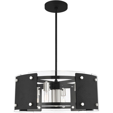 Black Seven Light Metal Dimmable Chandelier With Shades